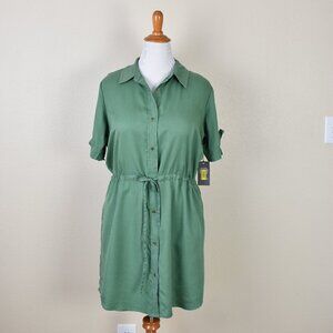 Vince Camuto Button Down Mini Shirt Dress In Lush Eden NEW M